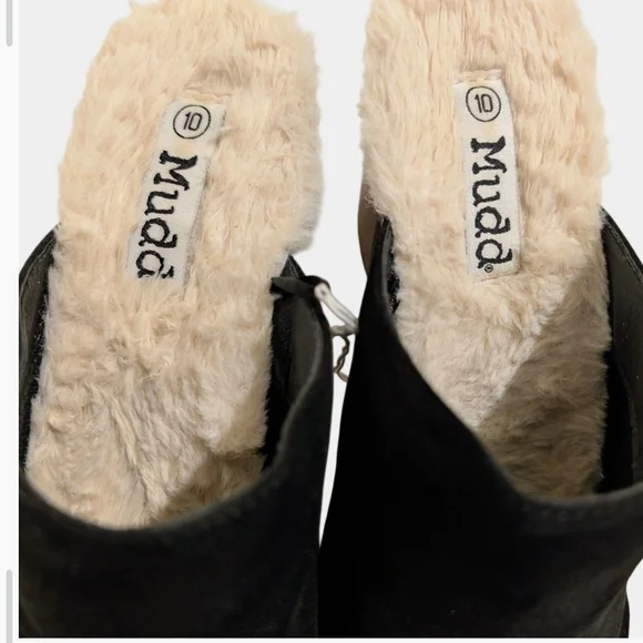Pre-owned Mudd Black and Brown Clogs with Faux Fur - Picture 4 of 4
